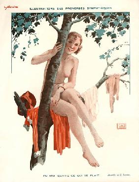 Laat in mei achter wat je wilt, illustratie uit ,''Le,Sourire'',,1920s,(kleurenlitho)