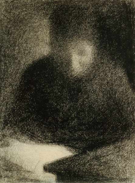 Seurat / Woman reading / Chalk Drawing van Georges Seurat