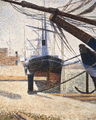 An einem Hafenbecken in Honfleur van Georges Seurat