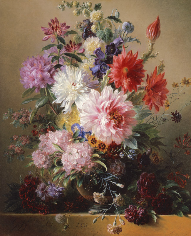 Still life with flowers van Georgius Jacobus Johannes van Os