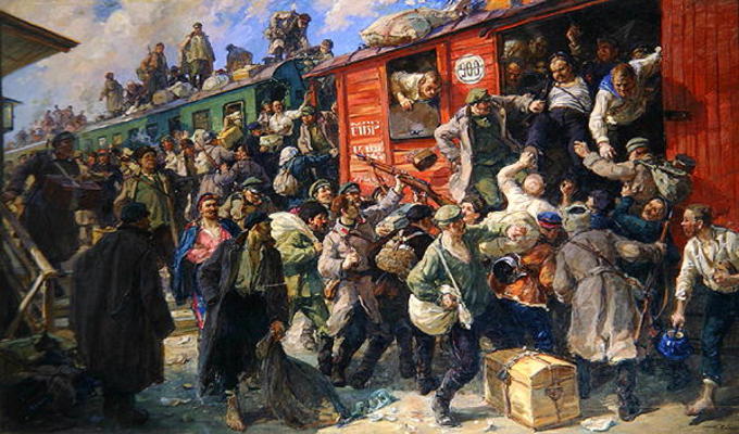 Spontaneous Release of the Tsarist Armed Forces in 1917, 1928 (oil on canvas) van Georgiy Konstantinovich Savitsky