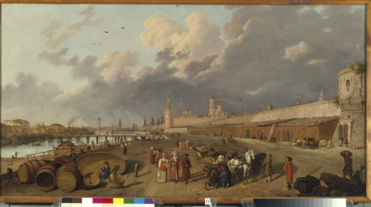 View of the Moskvoretsky bridge und the Kremlin van Gerard de la Barthe