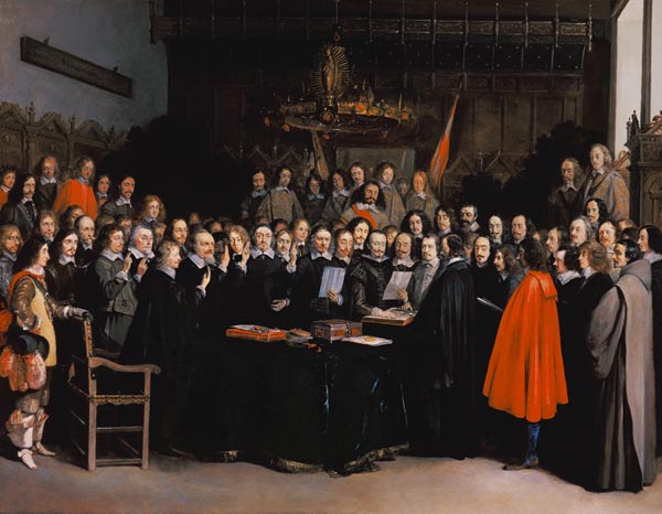 The Swearing of the Oath of Ratification of the Treaty of Munster van Gerard ter Borch or Terborch