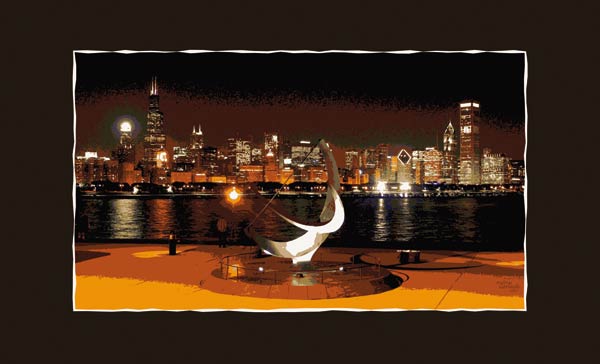Chicago Skyline Nacht van Andreas Gerlach