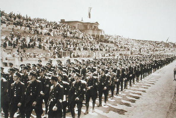 Parade of newly formed SS in the Deutsches Stade, Nuremberg, 11th-13th August, 1933, from 'Deutsche van German Photographer, (20th century)