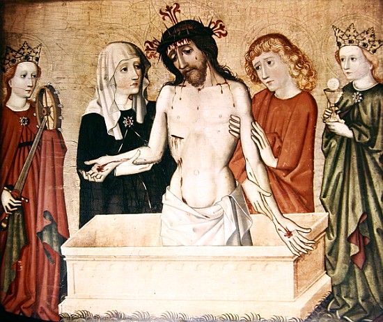 Christ at the sepulchre, supported his Mother and Saint John van German School
