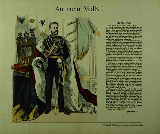 Copy of a declaration from Frederick III to his subjects, 12th March 1888 van German School