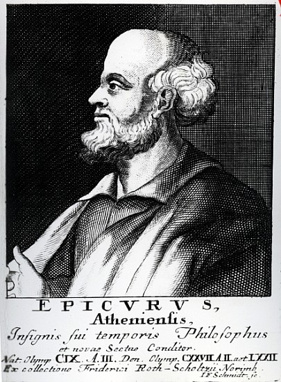 Epicurus; engraved by Johann Fredrich Schmidt van German School