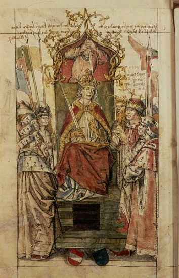 Frederick III surrounded Prince Electors (ink on paper) van German School