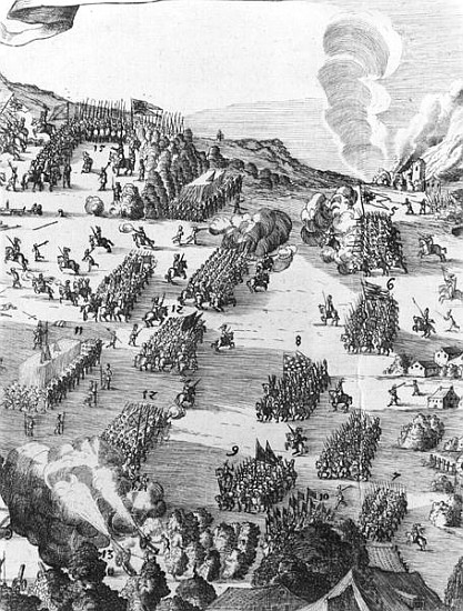General view of the battle of Muhlberg, detail, 24th April 1547  (see also 217805) van German School