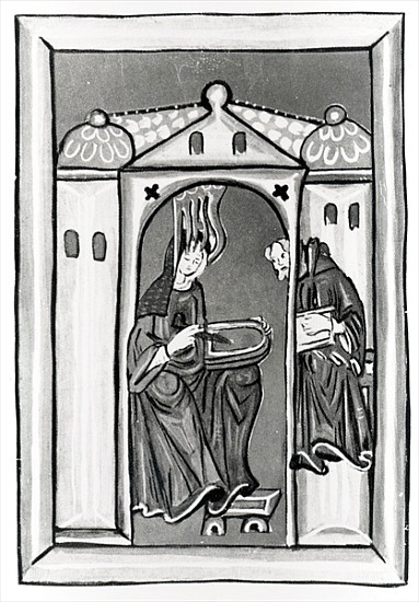 Hildegard of Bingen receiving the Light from Heaven, c.1151 van German School