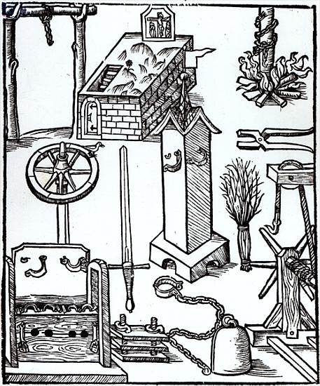 Instruments of Execution, Punishment and Torture, illustration from the Bamberger Halsgericht van German School