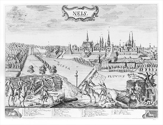 King Frederick II of Prussia (1712-86) invading Silesia and seizing Neis in October 1741 van German School