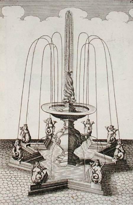 Mermaid fountain, from 'Architectura Curiosa Nova', by Georg Andreas Bockler (1617-85) van German School