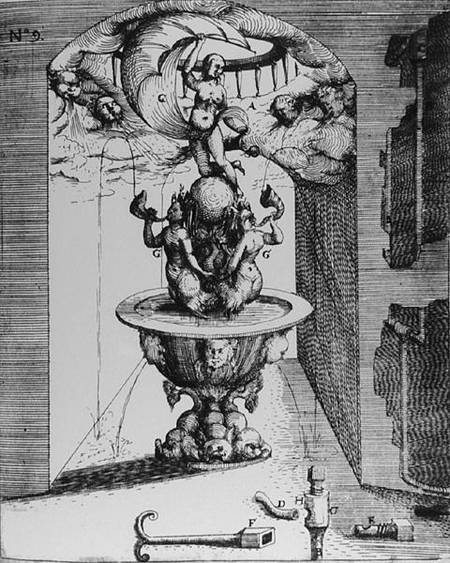 Ornamental fountain, from 'Architectura Curiosa Nova, by Georg Andreas Bockler (1617-85) van German School
