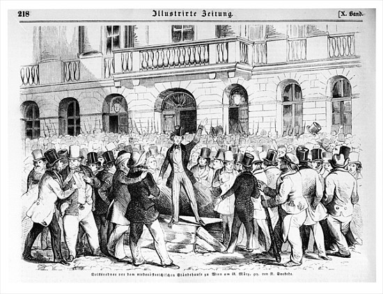 Revolt in Vienna on 30th March 1848, illustration from ''Illustrierte Zeitung'' van German School