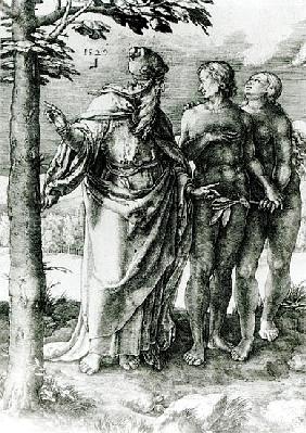 God shows Adam and Eve the Tree of Life in the Garden of Eden