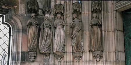 The Five Wise Virgins, jamb figures from the Paradise Portal, figures carved c.1250 van German School