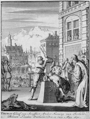 The Execution of the Earl of Strafford (1593-1641) on Tower Hill, 12th May 1641 (engraving) van German School, (17th century)
