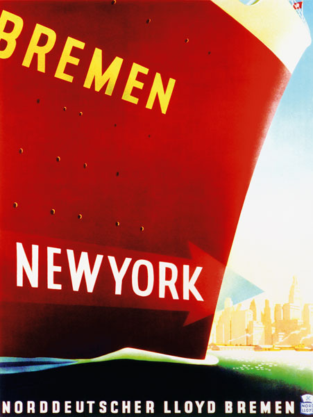'New York', poster advertising the North German Lloyd Line van German School, (20th century)