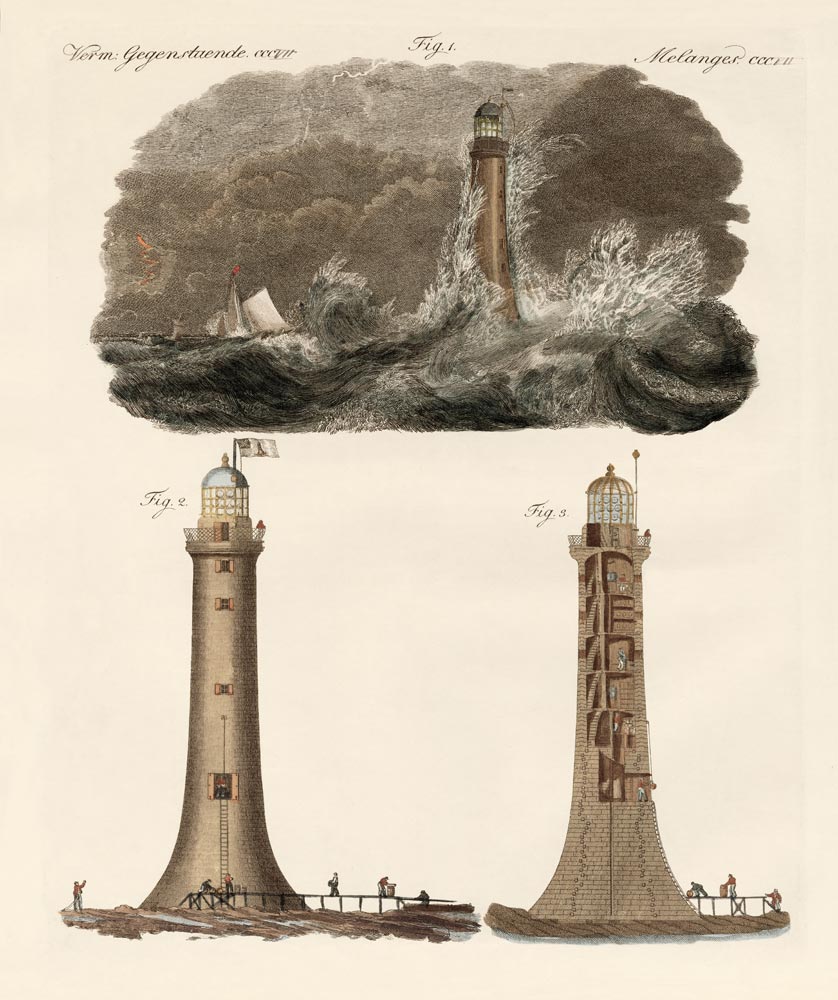 Bell Rock lighthouse van German School, (19th century)