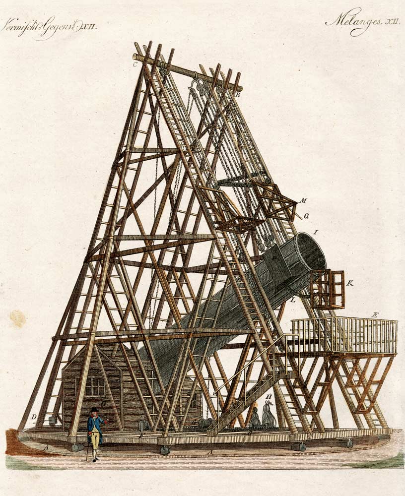 Herschel's telescope van German School, (19th century)