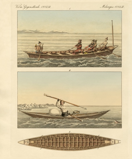 Boats of the Greenlanders van German School, (19th century)