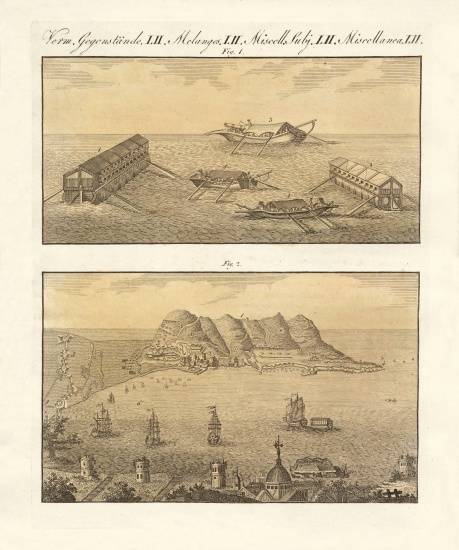Gibraltar and the swimming batteries van German School, (19th century)