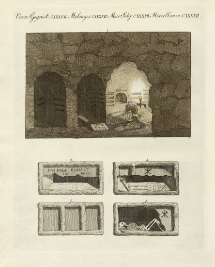 The catacombs of the subterraneous excavaters in Rome van German School, (19th century)