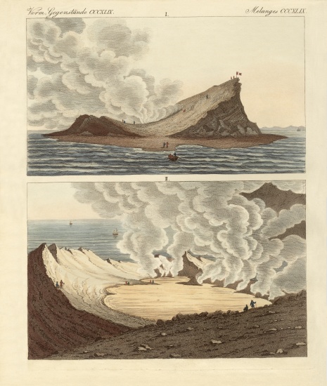 The new volcanic island on the Mediterranean Sea, two months later van German School, (19th century)