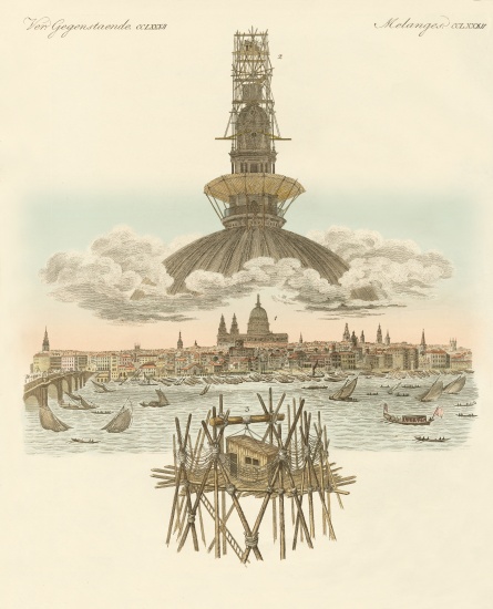 The structure on the top of St. Pauls cathedral for the panorama of London van German School, (19th century)