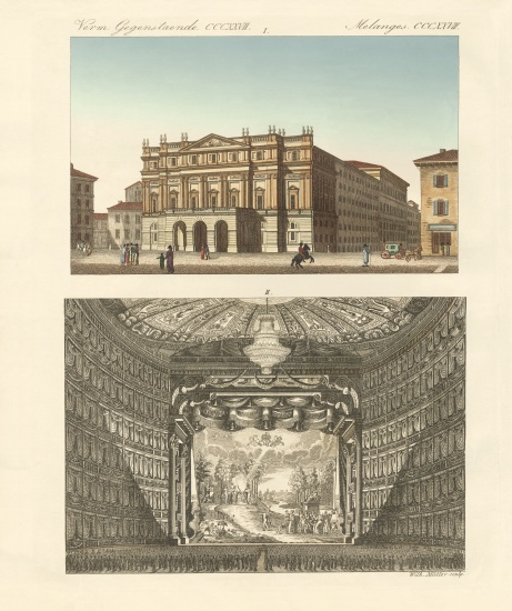 The theatre Della Scala in Milan van German School, (19th century)