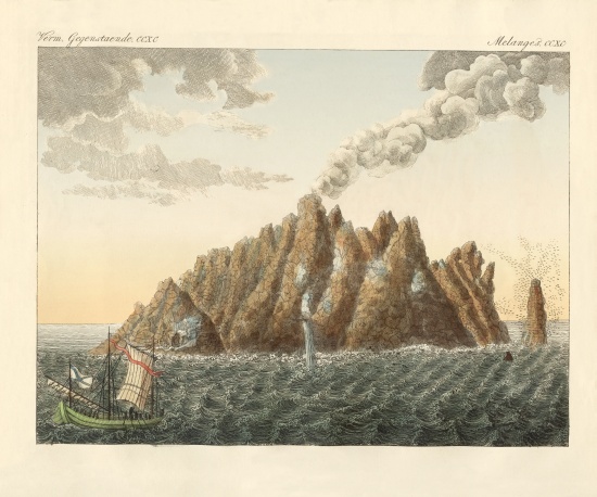 The volcanic island of Holy John the Theologian van German School, (19th century)