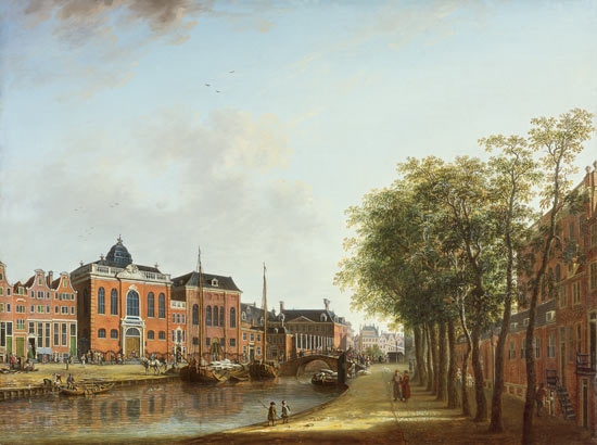 Gezicht op de Kloveniersburgwal in Amsterdam,  van Gerrit Adriaensz Berckheyde