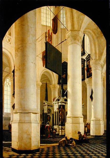 Interieur van de Nieuwe Kerk in Delft met de graftombe van Willem de Zwijger van Gerrit Houckgeest