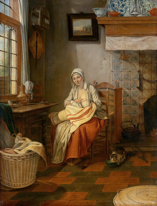 Interior with Nursing Mother van Gerrit Zegelaar