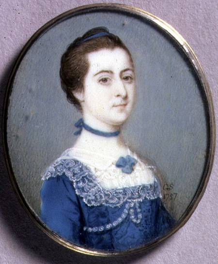 Portrait Miniature of a Lady in a Blue Dress van Gervase Spencer