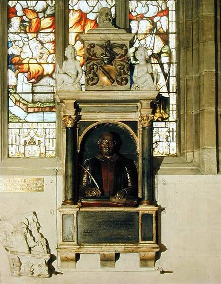 Monument to William Shakespeare (1564-1616) c.1616-23 (stone & marble) van Gheerart Janssen