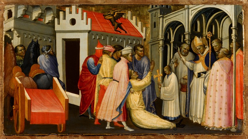 Saint Hugh of Lincoln Exorcises a Man Possessed by the Devil van Gherardo Starnina
