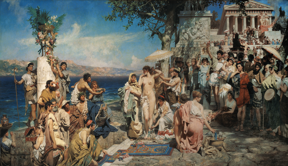 Phryne on the Poseidon's celebration in Eleusis van G.I. Semiradski