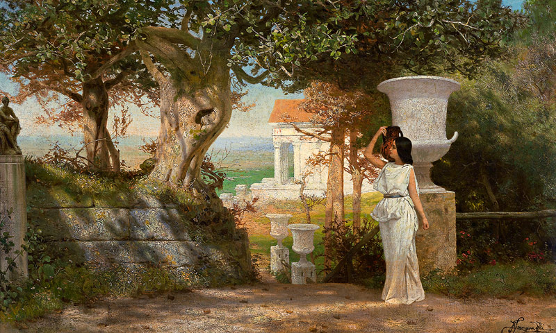 Water Carrier in an Antique Landscape with Olive Trees van G.I. Semiradski