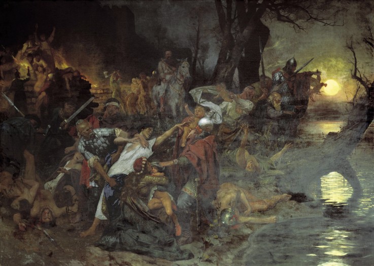 Svyatoslav's I of Kiev Warriors Fighting during the Siege of Dorostolon in 971 van G.I. Semiradski