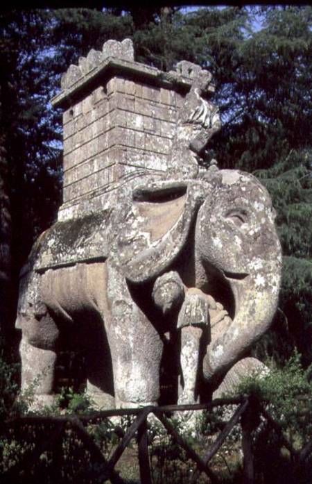 A Gigantic Sculpted Elephant, from the 'Parco dei Mostri' (Monster Park) gardens laid out between 15 van Giacomo Barozzi  da Vignola