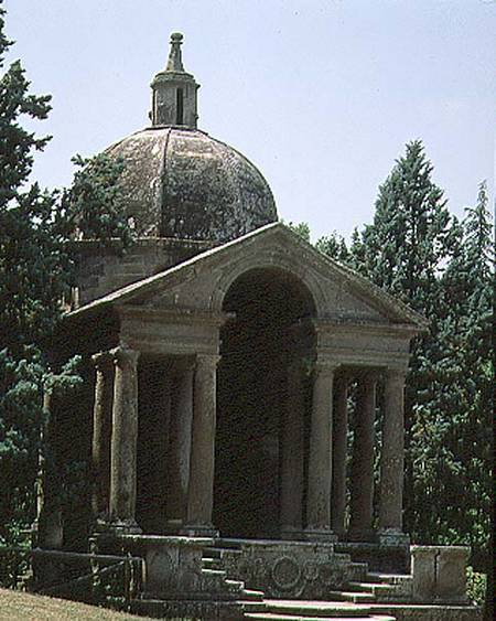 Tempietto, from the Parco dei Mostri (Monster Park) gardens laid out between 1550-63 by the Duke of van Giacomo Barozzi  da Vignola