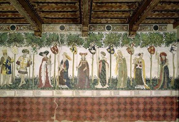 The Nine Worthies and the Nine Worthy Women, detail of Charlemagne, Godfrey de Bouillon, Delphine, I van Giacomo Jaquerio