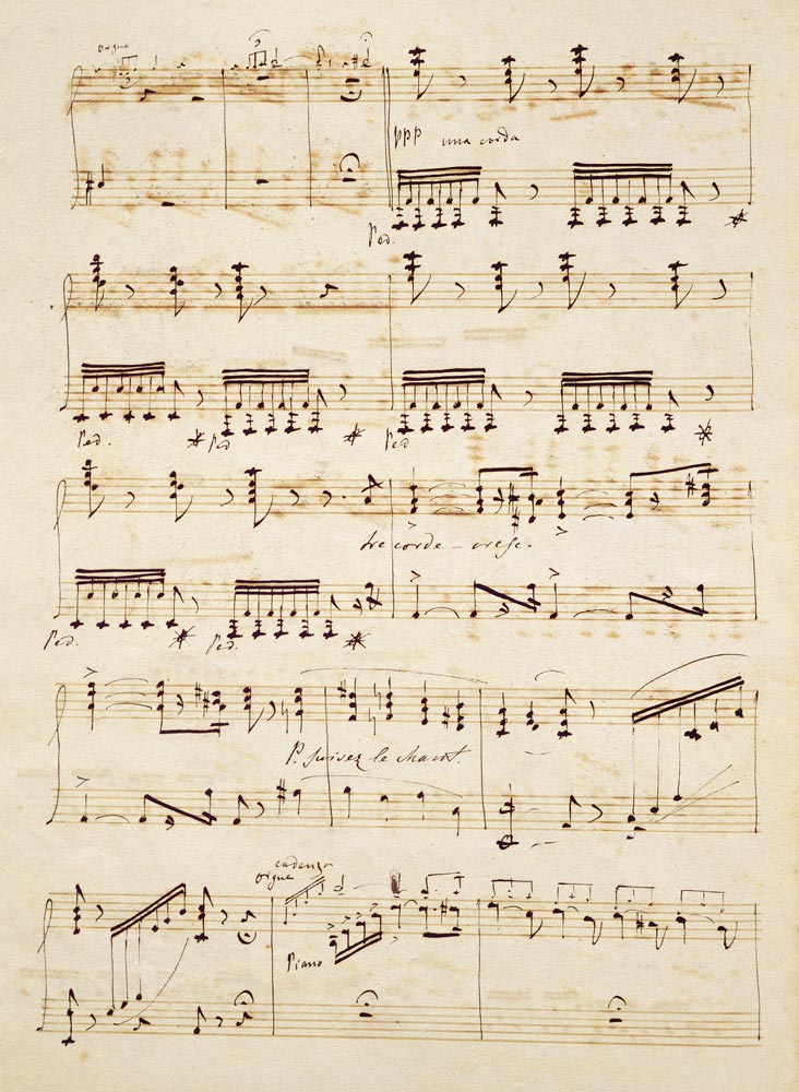 Manuscript page from the score of ''Les Huguenots'' van Giacomo Meyerbeer