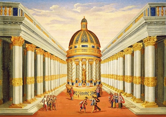 Act I, scenes VII and VIII: Baccus'' Temple van Giacomo Torelli