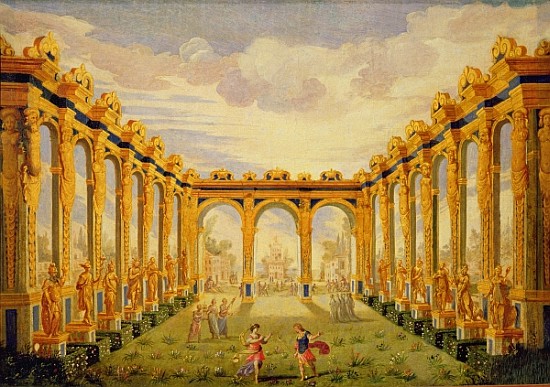 Act III, scene V: Courtyard of the Elysian Fields van Giacomo Torelli