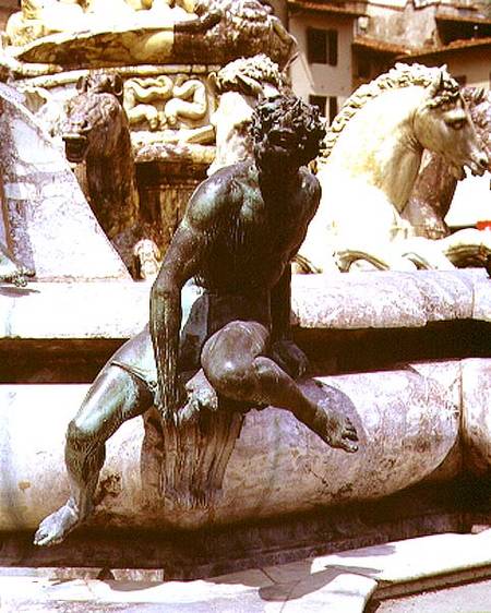 The Fountain of Neptune, detail of a laughing figure van Giambologna