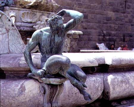 The Fountain of Neptune, detail of a satyr van Giambologna